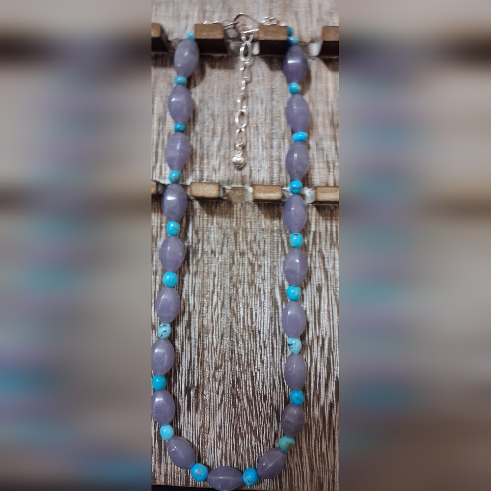 Jay King Mine Finds DTR Sterling Lepidolite & Turquoise Bead Necklace